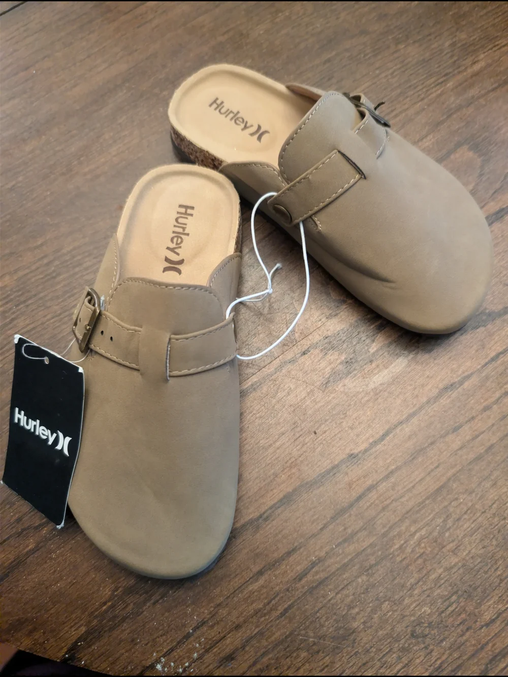 Hurley Taupe/Brown Buckle Slip-On Mules